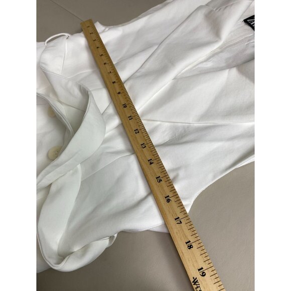 Zara White Double Breasted Belted Vest Coat Women size Medium Capsule Sleeveless - Picture 6 of 16